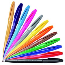 Pentel S520 Sign Pen Professional Fibre Tip Pen 12 Colours Available