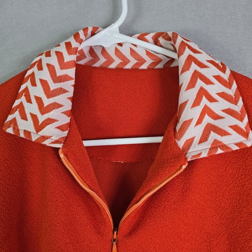 Vintage 60s 70s Mod A-Line Dress Women M Orange Chevron Geometric Prop Go-Go, $38 - Photo 8