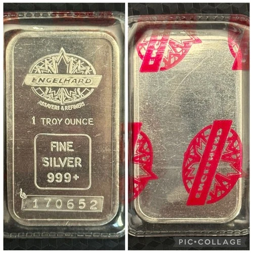 Vintage Engelhard Red Seal Canada Maple Leaf Logo 1 Oz .999 Fine Silver Bar Mint