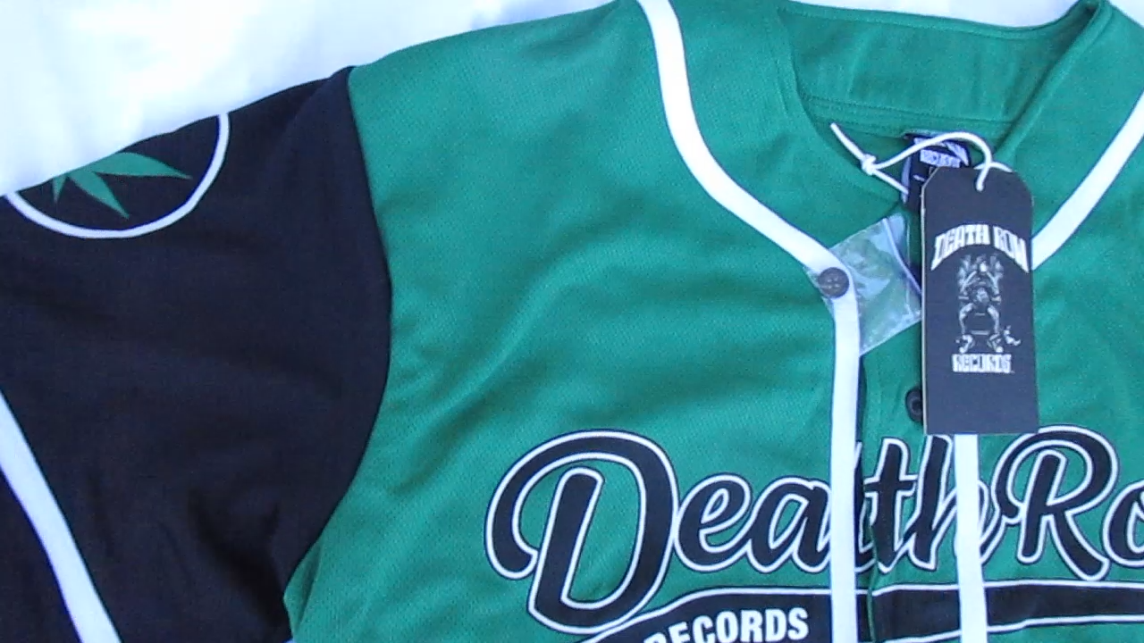 FILA Maglia Baseball Death Row Records 91 Uomo Pot Leaf Marijuana Snoop Dogg Tupac