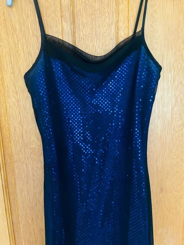 Women’s Dorothy Perkins Cowl Neck Sequin Blue Black Strappy Dress. UK 8 - Picture 2 of 5