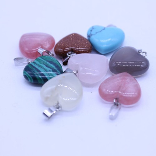 10 Pcs Heart Pendant Jewelry Charm Necklace Accessories Natural Stone Hangings - Picture 5 of 12