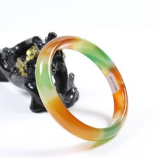 69mm Certified Natural Agate Chalcedony Multi-Color Jade Bracelet Bangle j7427