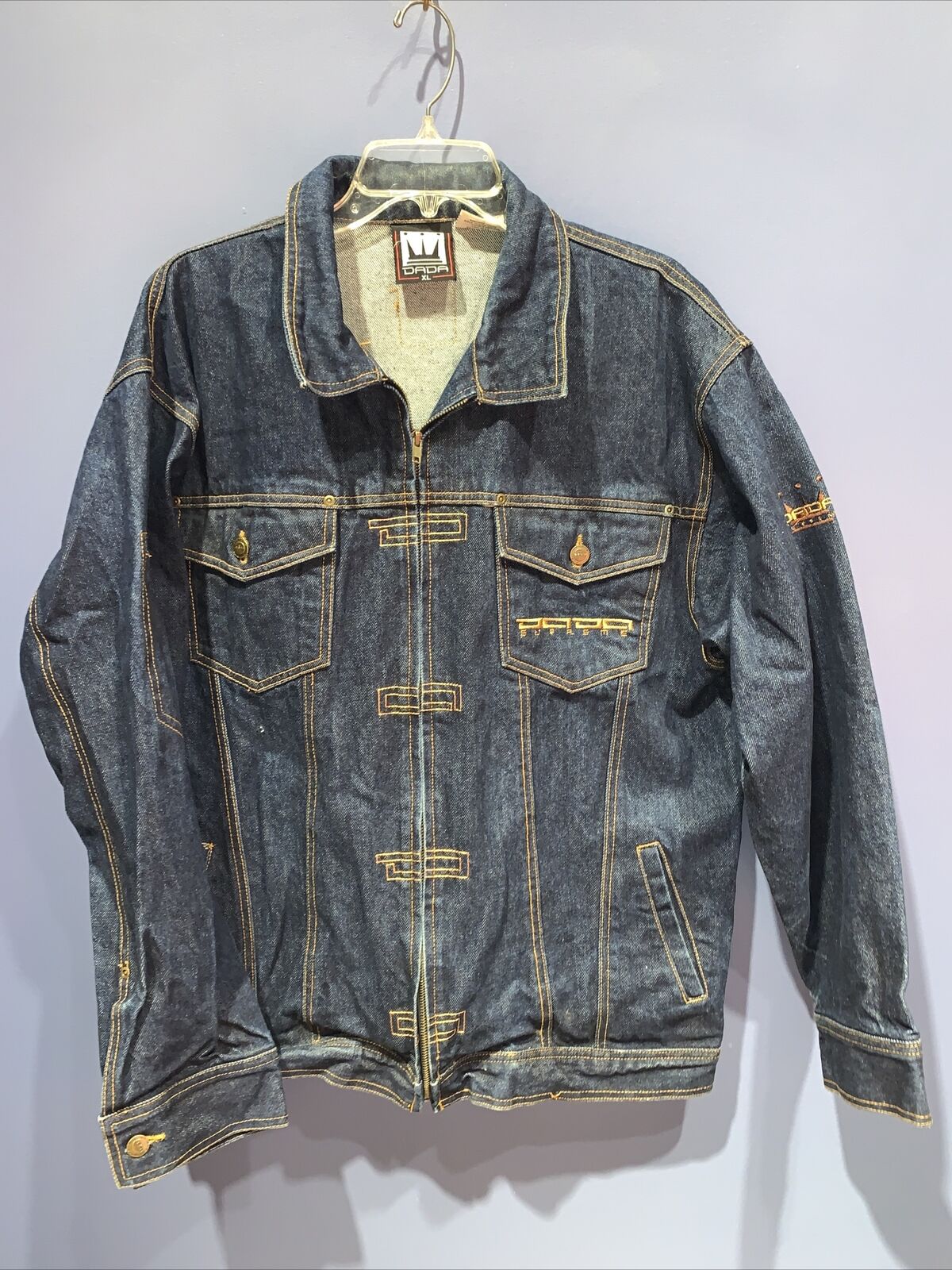 XL Denim Jacket, Dark Wash, Vintage Original Supreme DADA, Full Zip