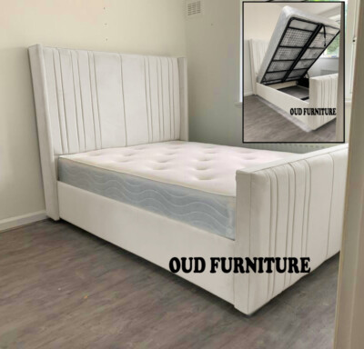 Plüsch Samt Royal Oslo Wing Back Stauraumbett, Ottomane Gaslift Bett, Ottoman Bett