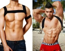 2 Styles Men body chest harness Shoulder gay Strap Black Elastic Gay Club Party