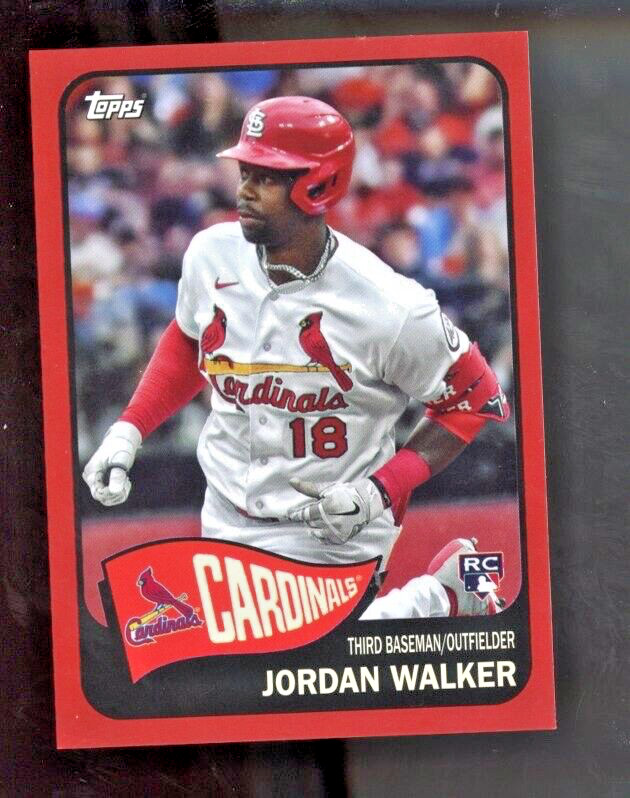 2023 Topps Archives 1965 Topps Red Hot Foil 50/50 Jordan Walker RC #154 Rookie