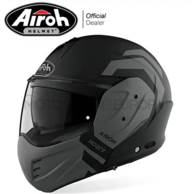 CASCO MODULARE AIROH MATHISSE ILLUSION ANTRACITE NERO OPACO MATTO REVERSIBILE