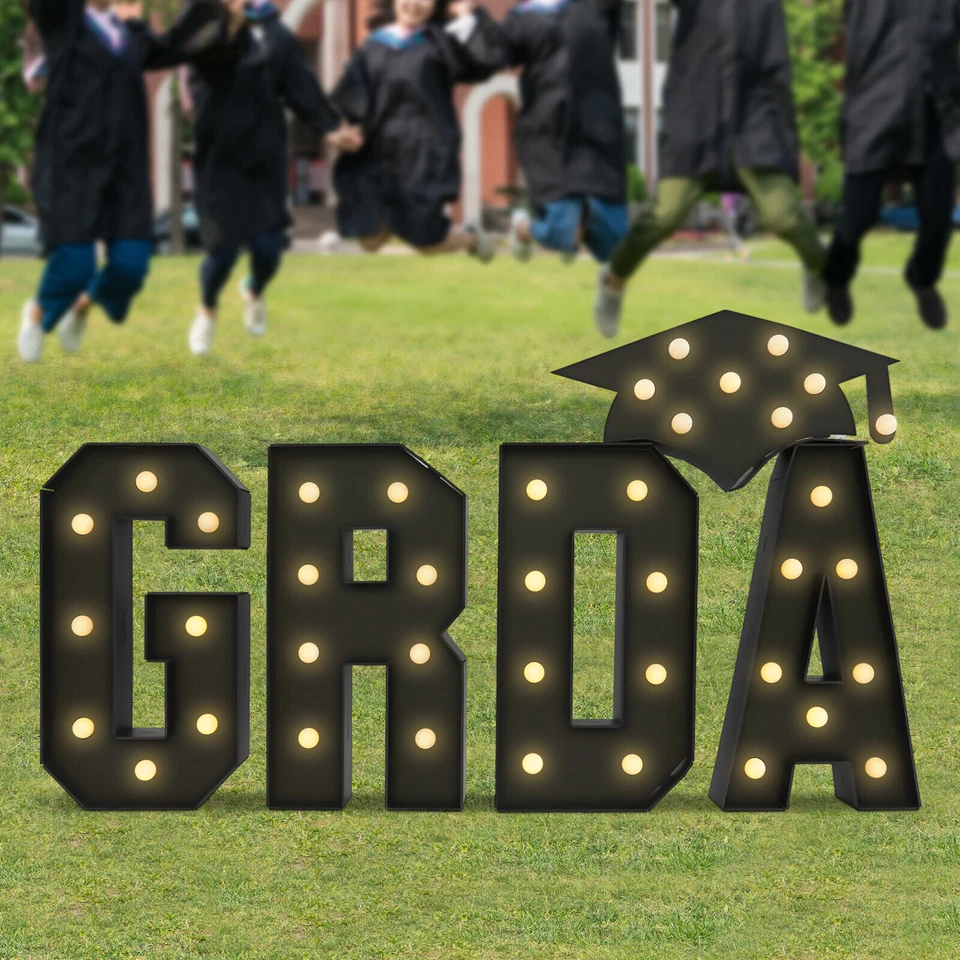 GRAD Light Up Letters Graduation Decoration KT Board LED Letter Lights USA - Image 4 of 4