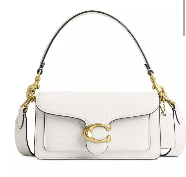 Coach Tabby 20 Brass White Polished Pebble Leather Mini