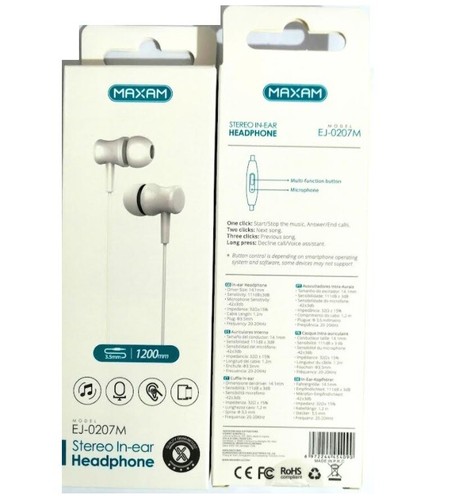 Ikreax | EJ-0207Black Auricolare Jack 3.5 con microfono