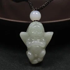 Certified Grade A 100% Natural Green Jadeite Jade Pendant Handcarved Angle 53888