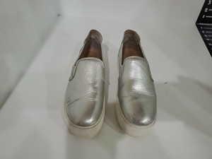 women's silver leather loafers