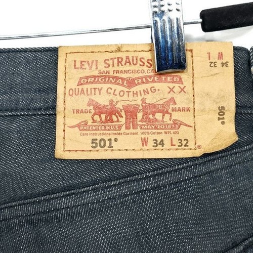 Jeans de mezclilla Levi's 501 negros de pierna recta talla 34x32 con botones LN - Imagen 7 de 7
