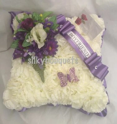 Artificial Silk Funeral Flower Cushion Wreath Tribute Grave Memorial Arrangement