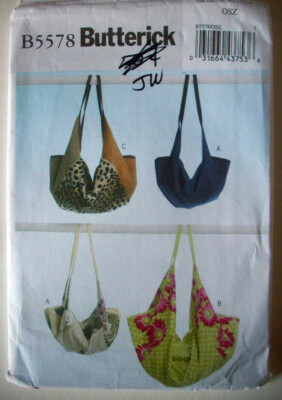 Floppy totes bags purses pattern 5578 size small medium large uncut