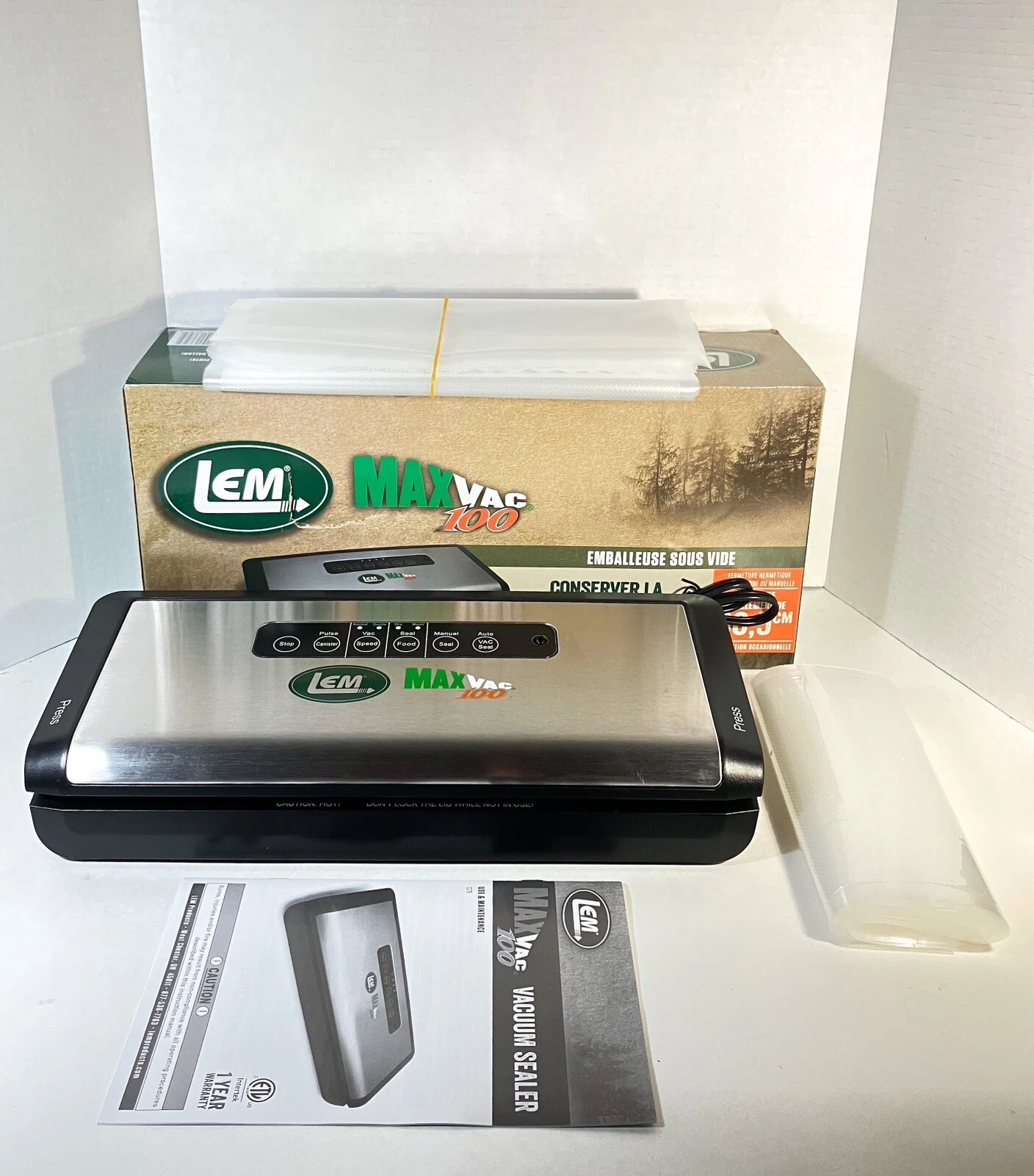 LEM MaxVac 100 Vacuum Sealer - Black Stainless Steel 1379 -Open Box