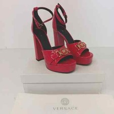 Versace Women's Medusa Logo Pink Patent Leather Platform Heels -  US8
