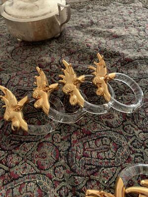 NAPKIN Rings Holders -Fabrique A Taiwan -Unique Glodish/Clear Glass  7