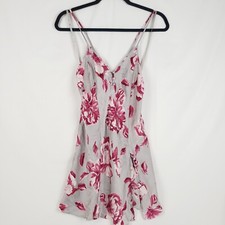 Victorias Secret 100 Silk Chemise Small Gray Floral Slip Vtg 80s Gold Label