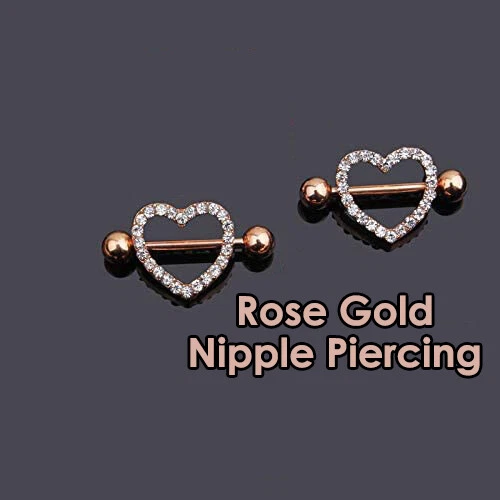 Nuevo Lujo Corazón Doble Capa Estrás Sexy Piercing Barras de Pezón Cuerpo Joyería Foto 4 de 4