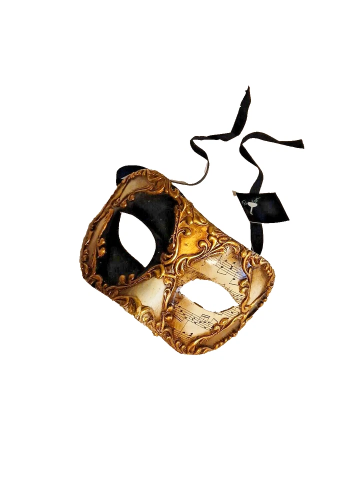 Authentic Balocoloc Venetian Mask Handcrafted Harlequin Gold Black/White  w/tags - Image 3 of 4