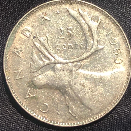 1950 Canada 25 Cents Silver Coin - XF (Extra Fine) condition