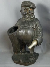 Vtg Tobacciana Peter Putter Metal Figurine Pipe Holder w/ KEM Bottle Lighter