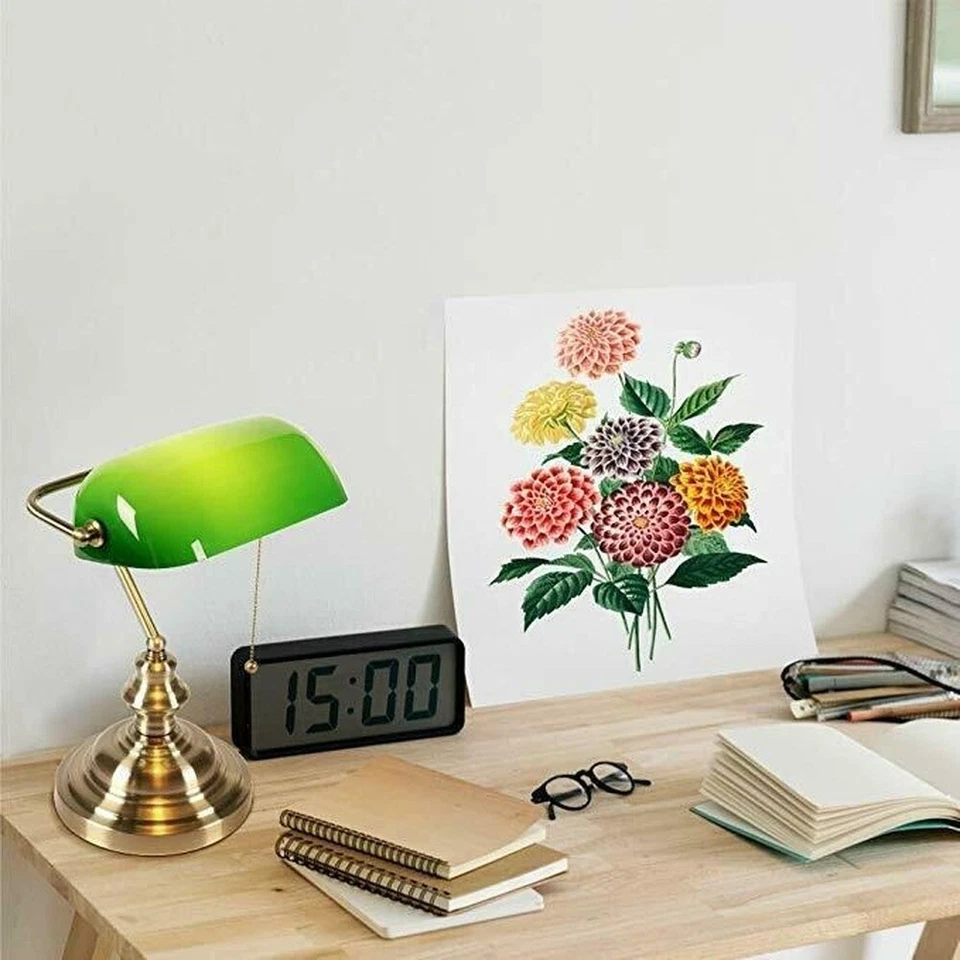 Traditional Banker Desk Lamp Pull Chain Switch Green Glass Light Brass AU Plug - image 4 of 4