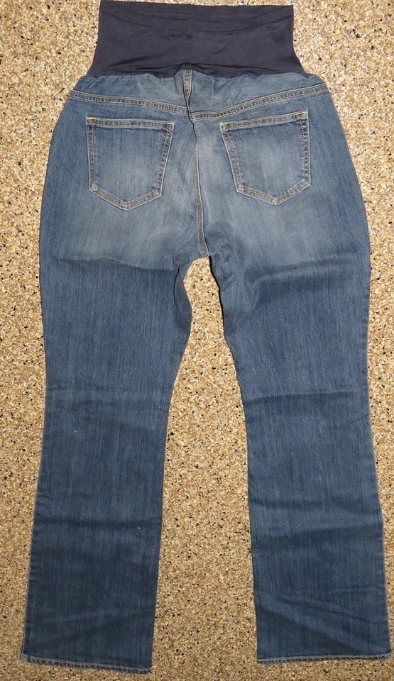 Old Navy Maternity full panel FLARE Women's 10 L Denim Blue Jeans 34W 34L VGC - Image 3 of 4