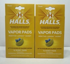(2) Halls Vapor Pads - Mentho-Lemon - 12 Per Box- Humidifier/Vaporizer/Inhaler