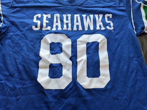 VTG Seattle Seahawks 80's Steve Largent Rawlings Jersey T-Shirt Adult L J Moe - Picture 2 of 8
