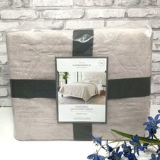 Threshold Linen / Cotton Blend Jacquard Beige Quilt, King NWT
