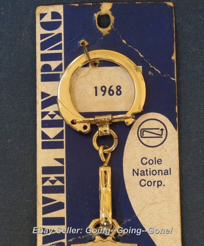 PONTIAC GOLD ARROW CREST KEY BLANK B50 P1098C + VTG KEYCHAIN + HANG TAG 1972-90 - Imagen 3 de 6