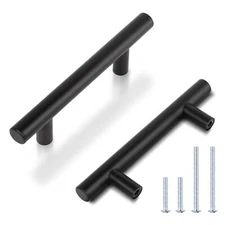 20 Pack 3 Inch Matte Black Kitchen Cabinet Handles Drawer Pulls T Bar Round D...