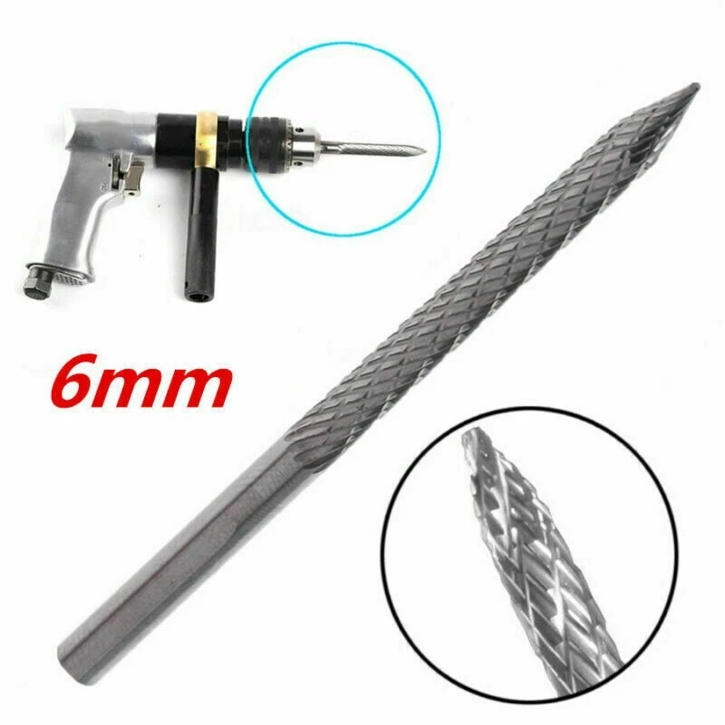 6mm Air Drill Bit Car Tubeless Tire Puncture Edge File Repair Tool Carbon Steel