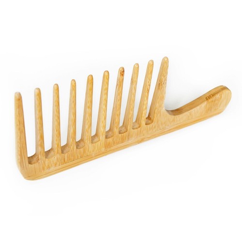 Personalizza logo - Pettini di bambù grandi pettine afro pettine massaggio denti larghi pettine barba capelli - Foto 2 di 9