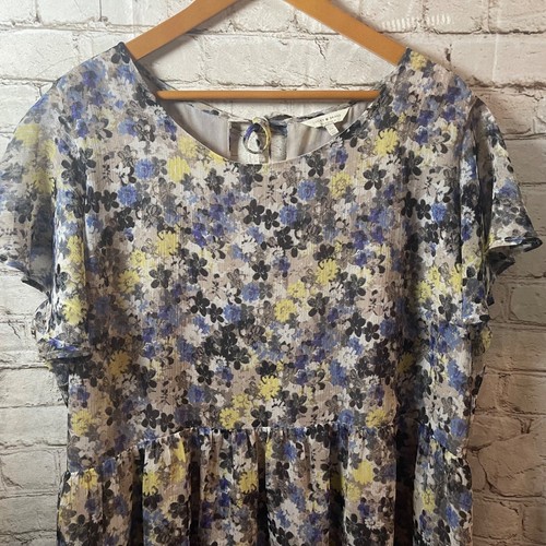 Top Babydoll Lucky Brand 2X Semi Transparente Forrado Floral Fluido Cottagecore Femenino - Imagen 2 de 10