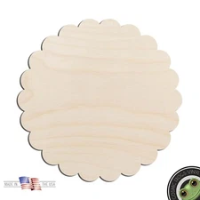 Scalloped Circle Laser Cut Out Unfinished Wood Shape Craft Supply