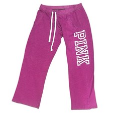 PINK Victoria's Secret S Wide Leg Y2K 2012 Sweatpants Spellout Baggy Drawstring