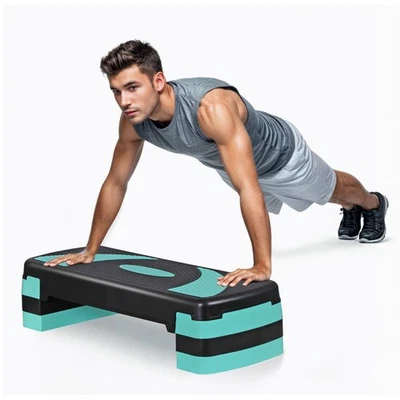 31" verstellbar Workout Aerobic Schritt Übung Plattform Trainer mit 4 Riser grün - Bild 1 von 4