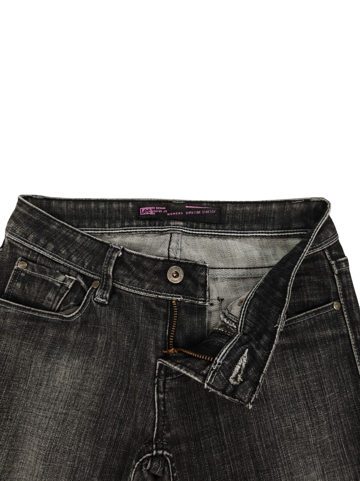 Lee Supatube Skinny Stretch Jeans Women's Size 26W 34L Black Low Rise Western image 2
