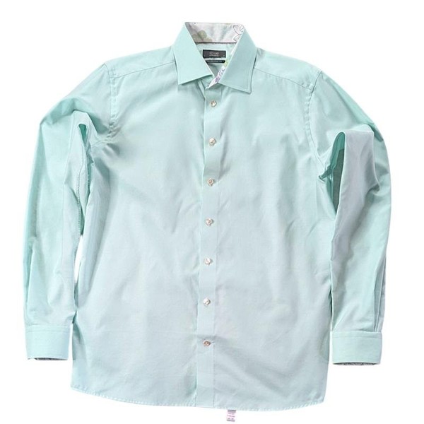 Men Eton Shirt Turquoise Cotton 42 / XL / 50