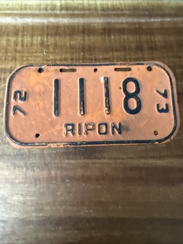 RARE RIPON BIKE LICENSE PLATE 1972-73 Black And Orange Number 1118