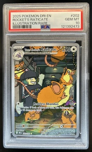 2025 Pokemon Destined Rivals Team Rocket's Raticate #202/182 PSA 10 GEM MINT