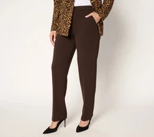 #W 1943 Dennis Basso Petite Luxe Crepe Straight Leg Pants Size LP