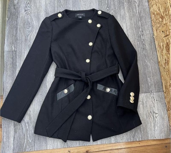 Women Karen Millen Coat Black Wool S #9RNC