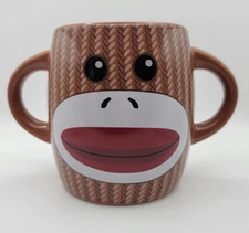 Galerie Brown Sock Monkey Double Handled Coffee Tea Mug