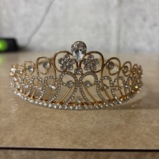 Beautiful Gold Tiara Gems Crystals Wedding Pagent Tiara