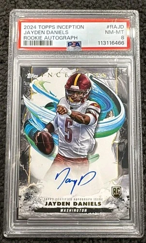 JAYDEN DANIELS 2024 TOPPS INCEPTIONS ROOKIE AUTOGRAPH RC AUTO PSA 8